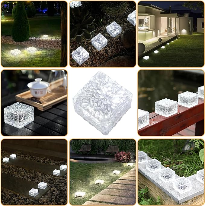 Solar Brick Lights - Outdoor Waterproof Patio & Garden Decor (6 Packs for Patio, Yard, Walkway, Pathway)-Ruum Studio Home