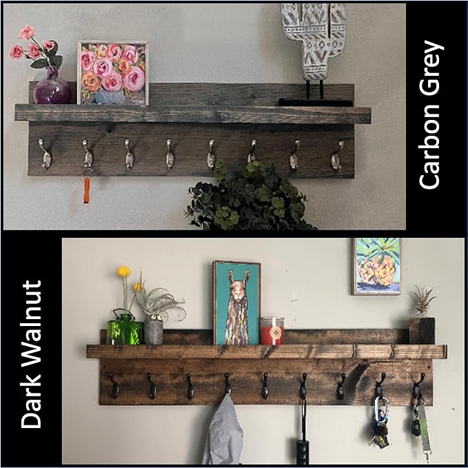 Coat Rack with Shelf (Choose your Length) Towel Rack Entryway Organizer Wall Mounted Hooks-Ruum Studio Home