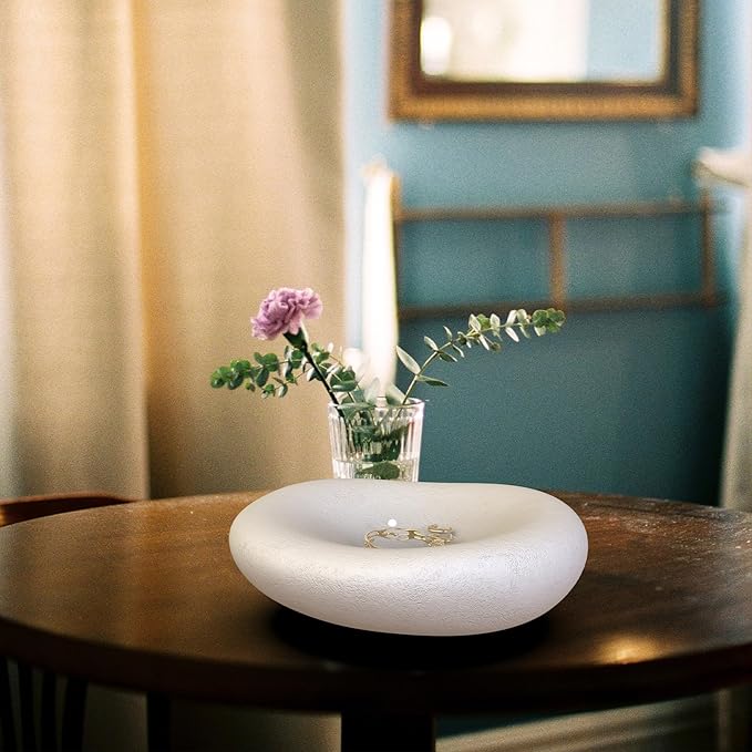 6.3 Inch Concrete Bowl, Modern Decorative Home Decor, Jewelry Tray, Asymmetrical Concrete Organic Bowl, Minimalist Tray-Ruum Studio Home