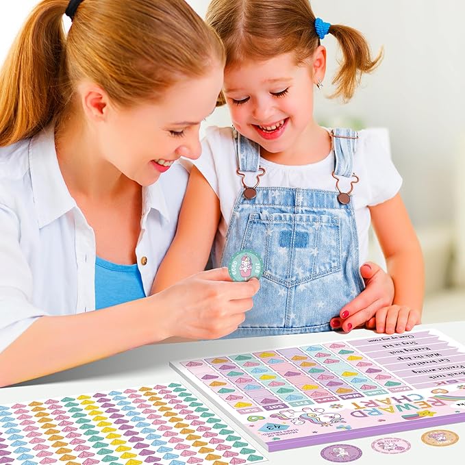 Reward Chart for Kids,Magnetic Behavior Chore Chart for Kids at Home,26 Little Hose Chore Charts,1960 Diamond Stickers,56 Reward Stickers,Incentive Chart to Develop Responsibility and Good Habits,Pink-Ruum Studio Home