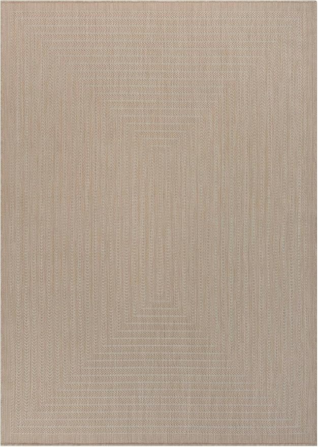 Adiva Rugs Outdoor Indoor Area Rug, Weather Resistant, Easy to Clean, Stain Resistant Floor Mat for Dining Room, Backyard, Deck, Patio (Natural Beige, 2'6" x 7')-Ruum Studio Home