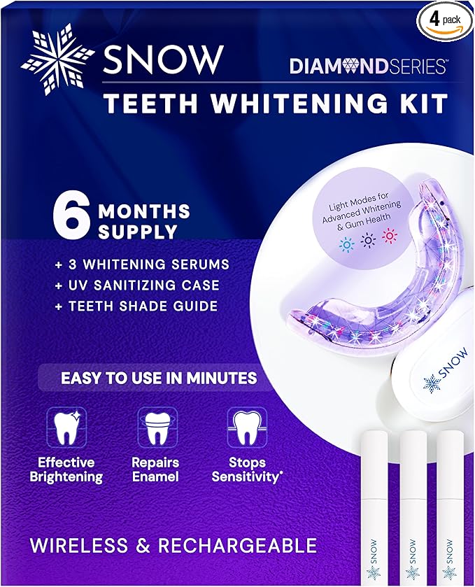 Snow Teeth Whitening Kit - Snow Teeth Whitening Serum and LED Mouthpiece Whitener, Formulated with Hydroxyapatite, Good for 6 Months - Wireless Kit with 3 Wands-Ruum Studio Home
