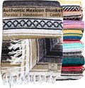 Del Mex Classic Mexican Blanket, Large Authentic Woven Falsa Throw (70"x50"), Artisan Southwest Décor for Beach, Yoga, Outdoors (Tan)-Ruum Studio Home