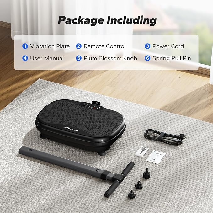 MERACH Vibration Plate Exercise Machine, Vibration Plate for Lymphatic Drainage Weight Loss, Vibrating Plate Exercise Machine with Handrails, Exercise Equipment for Women Men Home-Ruum Studio Home