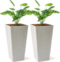 XBrand Modern 28-Inch Square Planter, Modern Tapered Planter Perfect for Indoor & Outdoor, Patio Décor, Set of 2-Ruum Studio Home