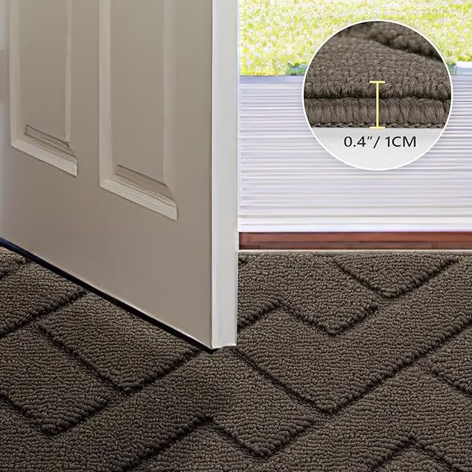 hicorfe Front Door Mat Outside Entrance,32"x40" Absorbent Muddy Dirt Resist Welcome Door Mats Outdoor Indoor,Stain and Fade Resistant,Non Slip Backing Entry Mat Doormat for Entryway(Latte)-Ruum Studio Home