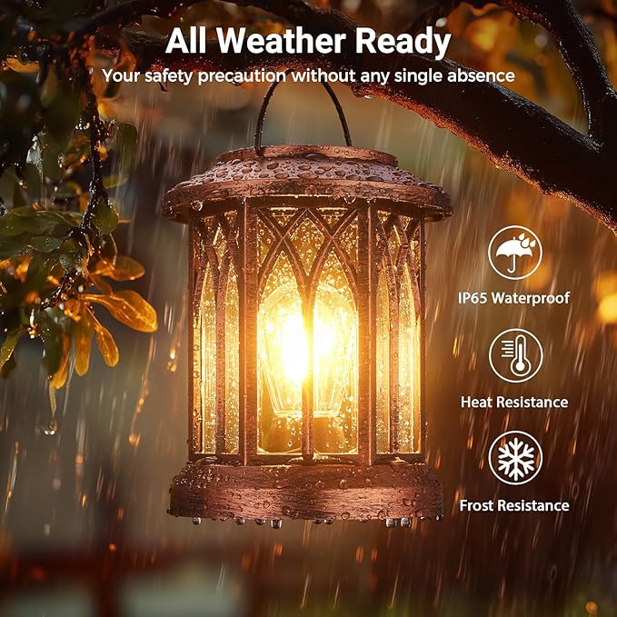 WdtPro Solar Lanterns Outdoor Hanging 4 Pack, Upgraded Bright Solar Lantern Lights Outdoor Waterproof, Solar Powered Lantern Over 12Hrs for Outside Garden Yard Patio Decor (Copper)-Ruum Studio Home