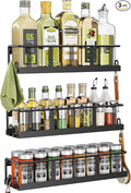 Spice Rack Wall Mounted 3 Pack, Space-Saving Spice Organizer for Spice Jars and Seasonings,Screw or Adhesive Hanging Spice Rack Organizer for Your Kitchen Cabinet,or Pantry Door-Ruum Studio Home