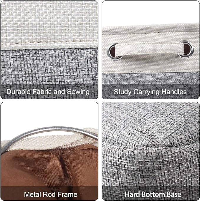 Kntiwiwo Foldable Storage Bin Collapsible Basket 12" x 10" x 9.5" Cube Storage Organizer Bins with Dual Carry Handles for Home Closet Shelves Drawers Organizer, Set of 3, Grey-Ruum Studio Home