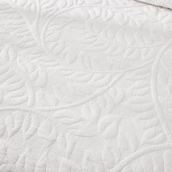 MarCielo 3-Piece 100% Cotton Oversized Bedspread Lightweight Quilt Coverlet Embroidery Farmhouse Bedding Set T0 (Bright White, Oversized Queen (100"x106"))-Ruum Studio Home