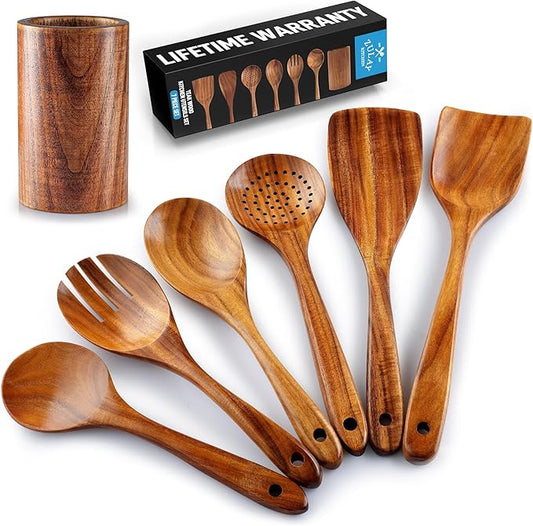 Wooden Utensils Set in Teak - Kitchen Essentials by Zulay Kitchen-Ruum Studio Home