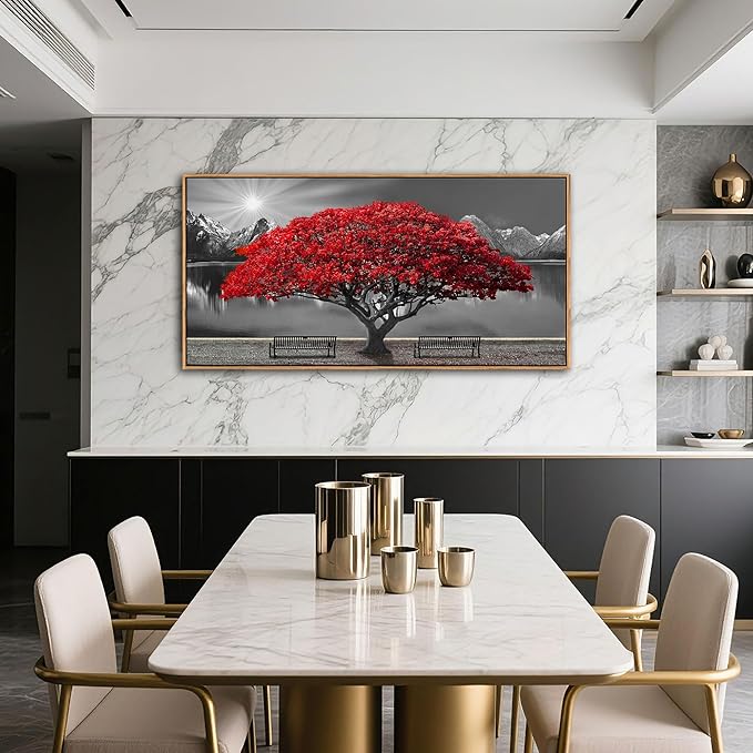 Large Framed Wall Art for Living Room Large Mangrove Landscape Modern Art for Wall Decor Living Room, Bedroom, Office, Home Wall Decor 24x48 inches(With Soild Wood Dark Framed)-Ruum Studio Home