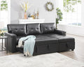 Naomi Home Jenny Sectional Sofa Sleeper with Storage Chaise, Tufted Pull Out Couch with Storage, L-Shaped Reversible Sleeper Sofa with Storage, Black,Air Leather-Ruum Studio Home