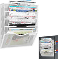 5-Tier Magnetic File Organizer, No Drilling Installation, White Magnetic Paper Holder, Magazine Rack for Refrigerator and File Cabinets-Ruum Studio Home
