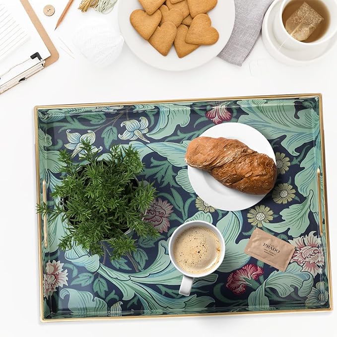 Spsyrine Serving Tray with Handles, Plastic Decorative Tray for Coffee Table, Living Room, Home Decor, Leicester-Ruum Studio Home