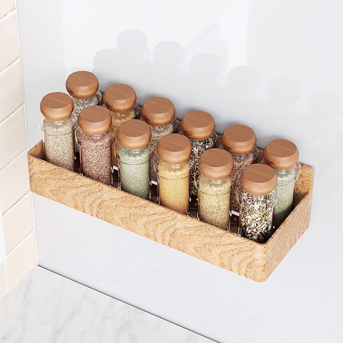 Magnetic Spice Rack for Refrigerator, Kitchen Organizer and Storage Shelf, Woodgrain (4 Pack)…-Ruum Studio Home