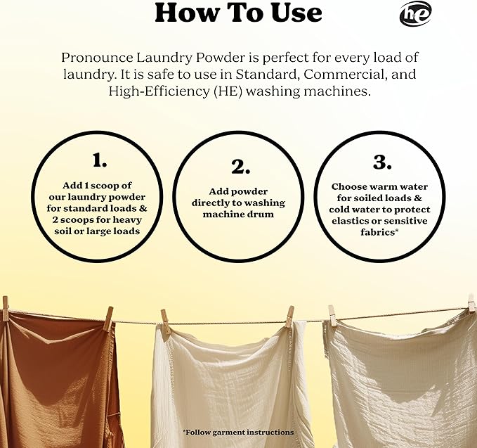 Pronounce Laundry Detergent Powder Alternative | Earth-Derived Ingredients, Eco-Friendly, Safer for Sensitive Skin, Eczema, and Babies. Stain + Smell Fighting. HE Safe (Lemon, 120 Loads).-Ruum Studio Home