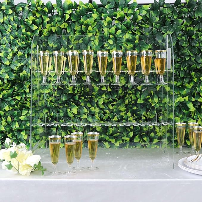 Tableclothsfactory 25" Clear Acrylic 2-Tier Wine Glass Stemware Rack, Champagne Flute Holder with Stand-Ruum Studio Home