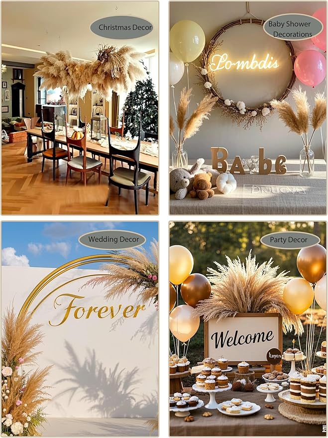126pcs Dried Pampas Grass Decorations, Dried Flowers, Dried Bouquet in Vase, Reed Grass Bouquet for Boho Floral Wedding, Rustic Farmhouse Decor. (Vase Not Included)-Ruum Studio Home