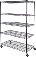 Seville Classics UltraDurable Heavy Duty NSF Solid Steel Wire Rack Storage Unit, Organizer for Garage, Warehouse, Office, Restaurant, Classroom, Kitchen, Black, 5-Tier Shelving, 48" W x 24" D-Ruum Studio Home