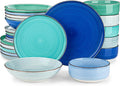 vancasso Bonita Dinnerware Sets 24 Pieces, Blue Stoneware Dishes Set for 6, Dinner Platers with Bowls Set, Dishwasher and Microwave Safe-Ruum Studio Home