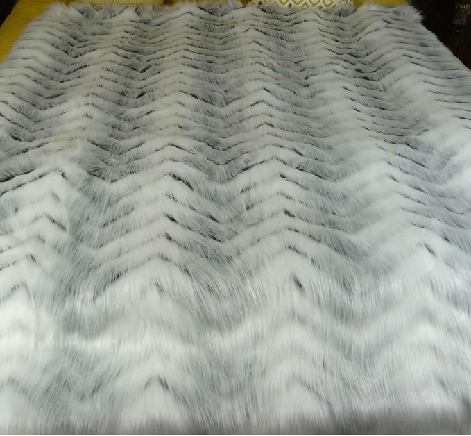 White Fox Faux Fur Throw Blanket & Bedspread - True White Gray - Luxury Soft Faux Fur, Handmade in USA, 16483-Ruum Studio Home