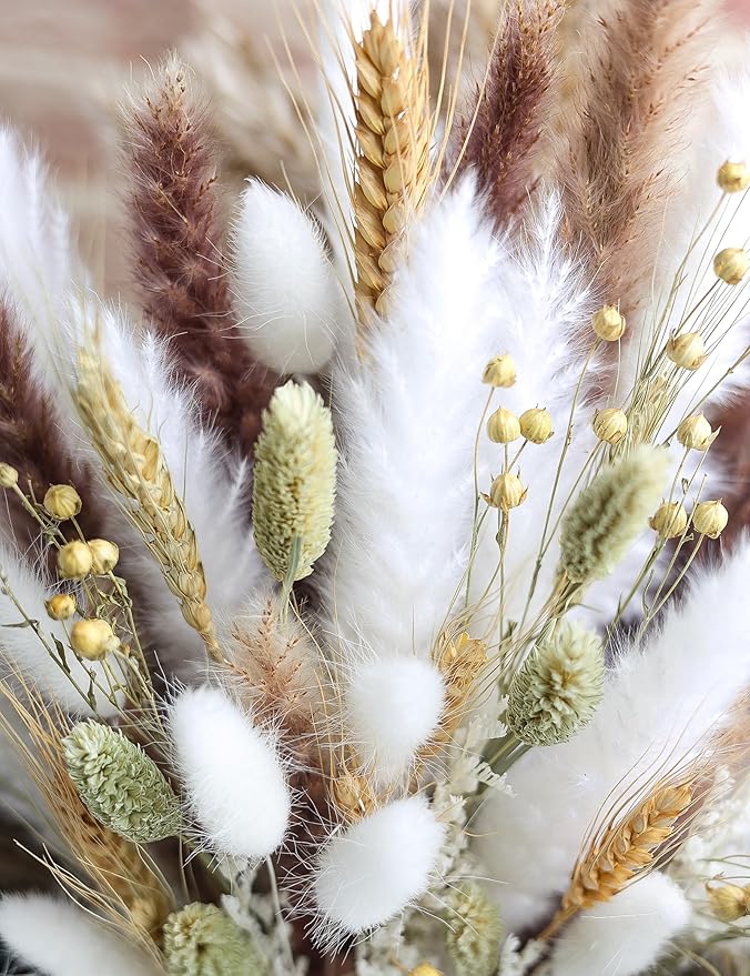 126pcs Dried Pampas Grass Decorations, Dried Flowers, Dried Bouquet in Vase, Reed Grass Bouquet for Boho Floral Wedding, Rustic Farmhouse Decor. (Vase Not Included)-Ruum Studio Home
