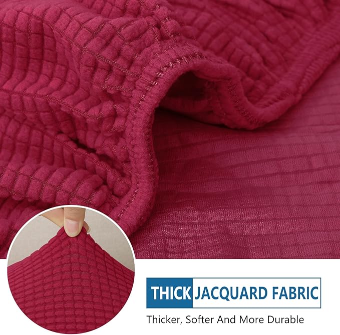 hyha Waterproof Sectional Couch Covers, Non Slip Sofa Couch Cushion Covers L Shape, Thick Stretch Jacquard Fabric, Washable Sofa Slipcovers with Elastic Bottom (1 Piece for Chaise, Wine Red)-Ruum Studio Home