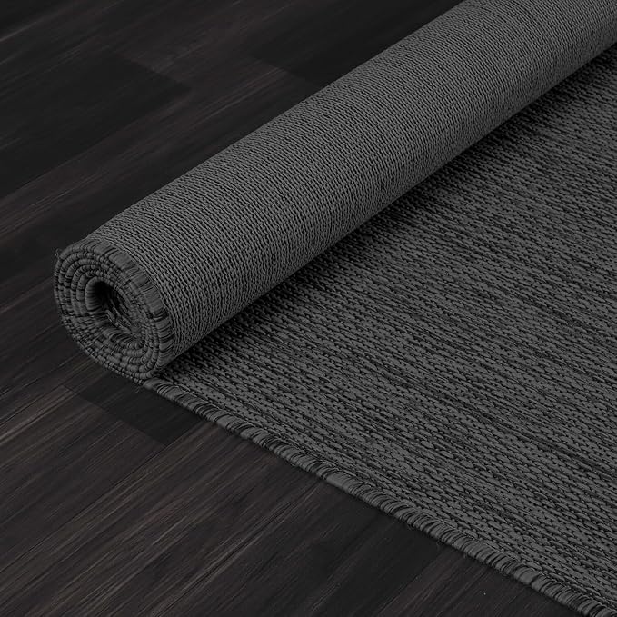 Washable Indoor Outdoor Rug 9x12 Weather Resistant Area Rugs Modern Solid for Porch Deck Balcony Backyard Patio Outside Carpet (9 X 12 Dark Grey)-Ruum Studio Home