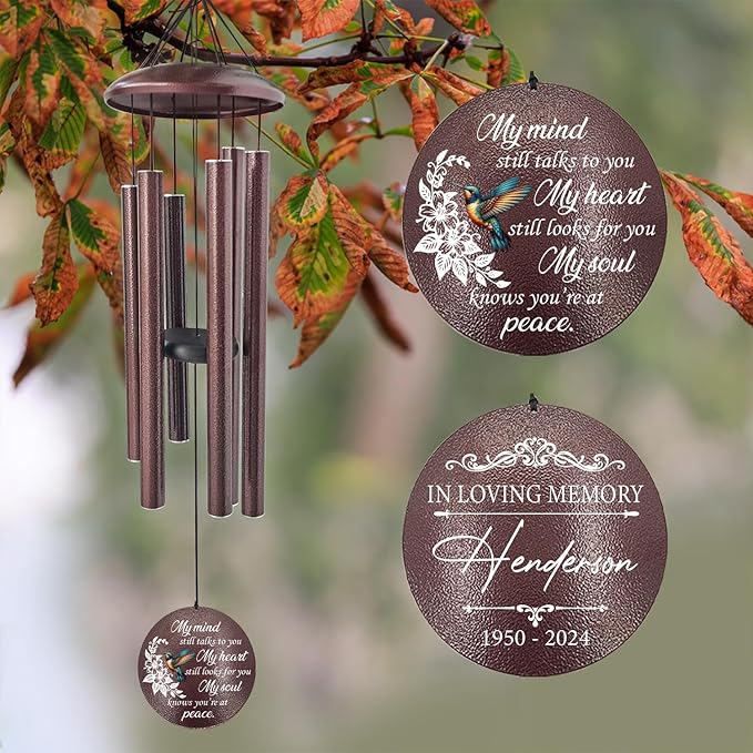 ASTARIN 36" Large Deep Tone Personalized Sympathy Wind Chimes, Memorial Wind Chime for Loss of Mother Father Loved One, Bereavement Gifts Decor Outdoor Patio Garden Graveyard-Ruum Studio Home