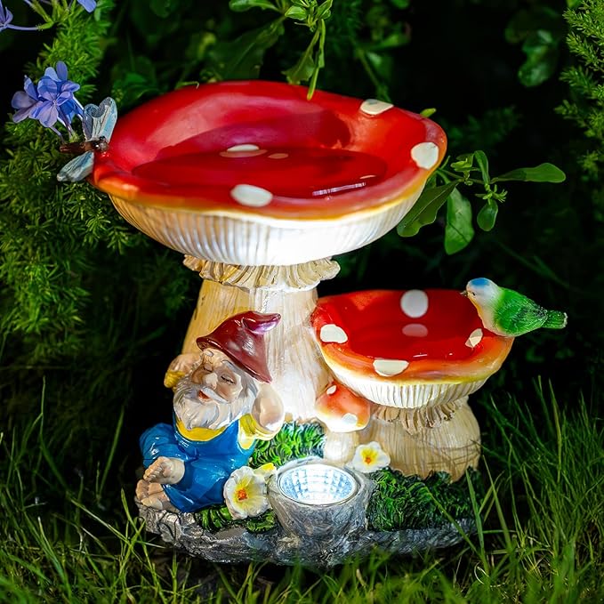 Solar Gnome Statues Figurine Lights - Garden Lighting Outdoor Decorations, Gnome Sleeping Under Mushroom, Yard Art Lawn Ornaments for Porch Patio Balcony - Gnome Gifts for Women Mom-Ruum Studio Home