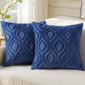 decorUhome Fall Throw Pillow Covers 20x20 Inch Set of 2, Soft Plush Decorative Faux Fur Dark Blue Solid Couch Pillow Covers, Accent Farmhouse Neutral Square Euro Pillow Cases for Sofa Bed Living Room-Ruum Studio Home
