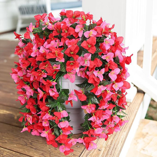 Faux Bougainvillea Artificial Flowers Plants for Outdoors Outside Decoration, 2pcs Fake Flowers Silk Long Trailing Vines UV Resistant Realistic for Front Door Porch Planter Urn Patio Balcony Yard, Mix-Ruum Studio Home