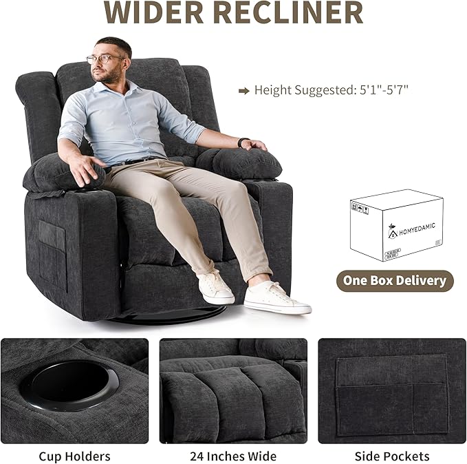 Recliner Chair Rocker Modern Ergonomic Lounge 360 Degree Swivel Single Sofa Seat Living Room Lounge Recliners on Clearance Foam Filling-Ruum Studio Home