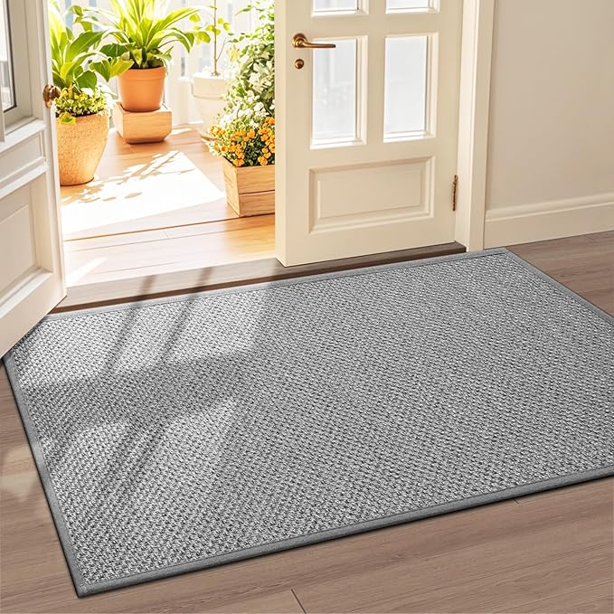 LEKEEPGO Door Mat 36"x59", Non Slip Door Mat Indoor Entrance, Rubber Backing Front Indoor Door mat Washable Absorbent Low-Profile Entryway Entry Resist Dirt Inside Door Mats, Light Grey-Ruum Studio Home