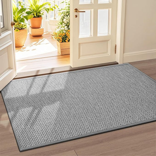 LEKEEPGO Door Mat 36"x59", Non Slip Door Mat Indoor Entrance, Rubber Backing Front Indoor Door mat Washable Absorbent Low-Profile Entryway Entry Resist Dirt Inside Door Mats, Light Grey-Ruum Studio Home