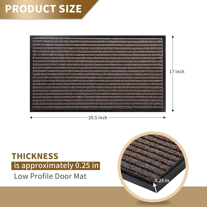 Yimobra Front Door Mat Outdoor Indoor Entrance, 100% Waterproof All-Season All Weather Doormat, Welcome Matt Outside Entry, Non Slip, Low Profile, Heavy Duty Patio Porch Floor Mats,29.5 x 17-Ruum Studio Home
