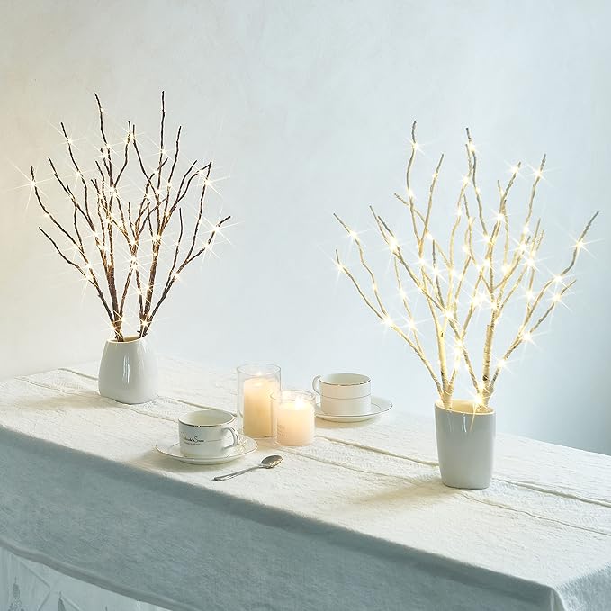 Birchlitland Lighted Brown Branches 18IN 70L Warm White Fairy Lights, LED Willow Branch Lights with Timer Battery Operated for Home Bedroom Living Room Vase Decoration-Ruum Studio Home