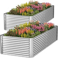2 Pack 8x4FT Tall Galvanized Raised Garden Bed Outdoor,Metal Garden Bed for Vegetables,Steel Raised Beds for Gardening,Above Ground Garden Box for Flower-Y2G-Ruum Studio Home