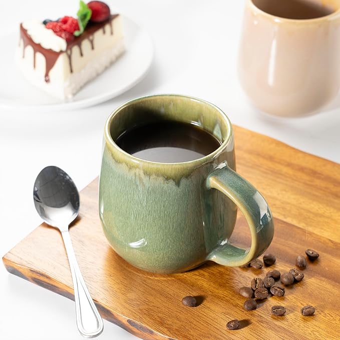 bestone Coffee Mugs Set of 4，15 oz Large Coffee Mugs, Ceramic Mugs with Handles,etc Coffee Mugs, Cups for Coffee Cereal Latte ，Microwave & Dishwasher safe，Vibrant Colors-Ruum Studio Home