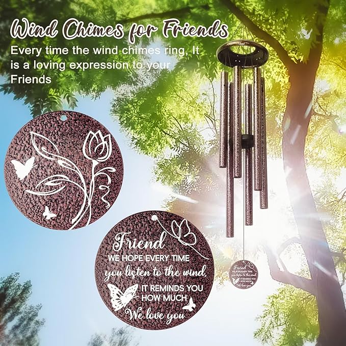25''Wind Chimes,Best Friend Birthday Gifts for Women, Woman, Thanksgiving,Christmas Day Gifts Ideas for Friendship Rreminder.-Ruum Studio Home