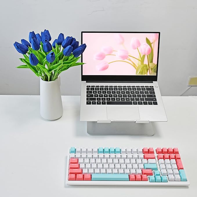 Mandy's Artificial Tulips 20 Stems Navy Blue PU Faux Flowers for Wedding Home Decor 13.5 Inch-Ruum Studio Home