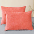 CaliTime Throw Pillow Covers Decorative 20 X 26 Inches Pack of 2 Cozy Chenille Standard Pillow Shams Cases for Couch Sofa Bed Living Room Home Living Coral-Ruum Studio Home