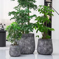 Craft flowerpots 18"+13"+19" Dia Round Concrete Planter Set of 3 Large Outdoor/Indoor Planter Pots Containers with Drainage Holes and Rubber Plug for Home Garden (Dark Gray, Large)-Ruum Studio Home