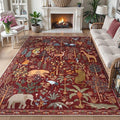 OJIA Jungle Print Washable Area Rugs 5x7, Soft Rugs for Living Room Ultra-Thin Non-Shedding Modern Bedroom Rug, Stain Resistant Throw Rug Large Carpet for Kids Nursery Dining Room, Red-Ruum Studio Home