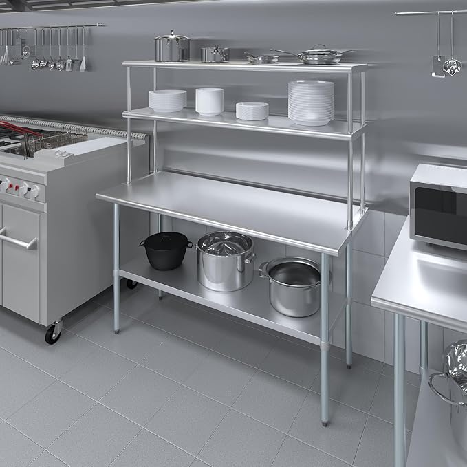 AmGood Double OverShelf Stainless Steel NSF - Many (60" Long x 14" Deep)-Ruum Studio Home