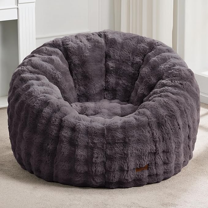 Hobestluk Bean Bag Chair Oversized Bean Bag Chair for Adults Donut-Shaped Large Bean Bag with Spacious Design for Living Room Bedroom or Reading Nook (Bubble Dark Grey)-Ruum Studio Home