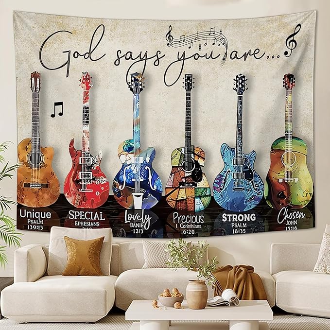 yowecso Musical Guitar Tapestry Rock Guitar Tapestry Wall Hanging for Bedroom Cool Rock Music Tapestries Aesthetic Wall Decor for Home Dorm Living Room 50"x60"-Ruum Studio Home