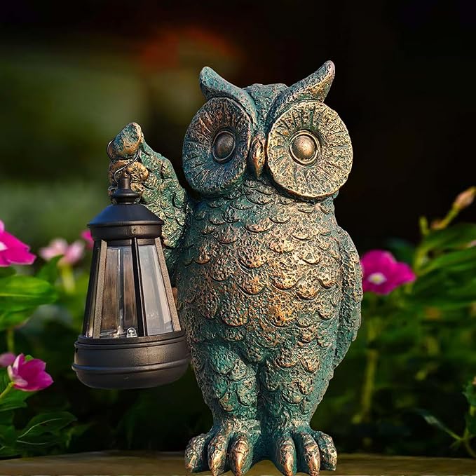 Garden Statues Outdoor, owl Figurines Decorated with Solar Lights, Unique Christmas Birthday Gifts for Moms, Grandmas, Women, Wives, Sisters-Ruum Studio Home