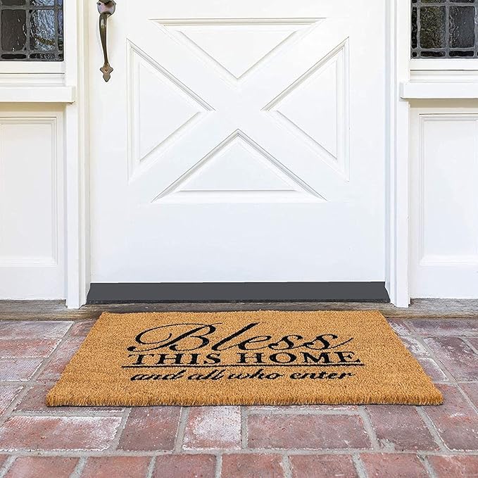 Juvale Coco Coir Door Mat 17 x 30 in - Bless This Home and All Who Enter Doormat for Front Entrance-Ruum Studio Home